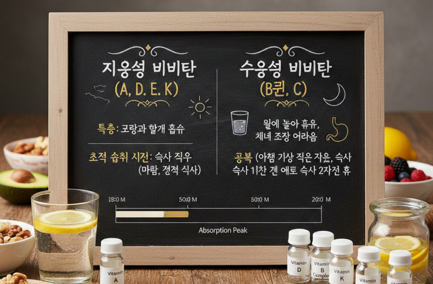 지용성(A, D, E, K)과 수용성 비타민의 특성에 따른 최적의 섭취 시간대 정리. 7