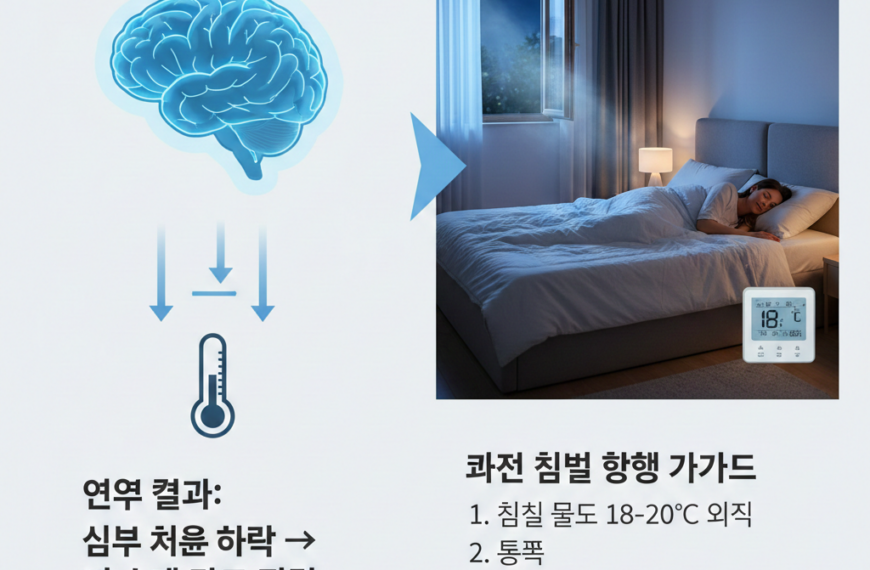 가이드: 심부 체온이 떨어져야 뇌가 수면 모드로 진입한다는 연구 결과와 쾌적한 침실 환경 가이드. 6