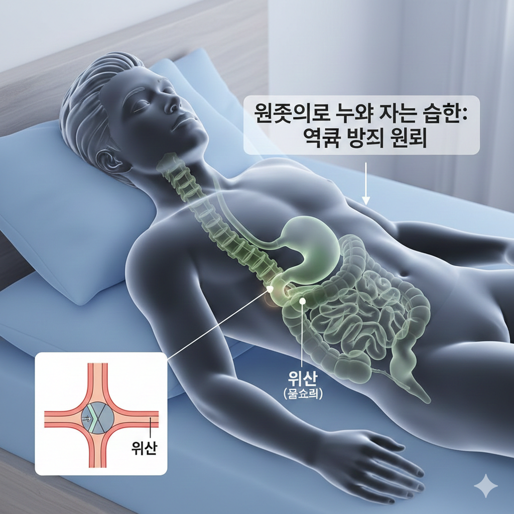 왼쪽으로 누워 자는 습관 하나로 역류성 식도염을 예방하는 원리 1