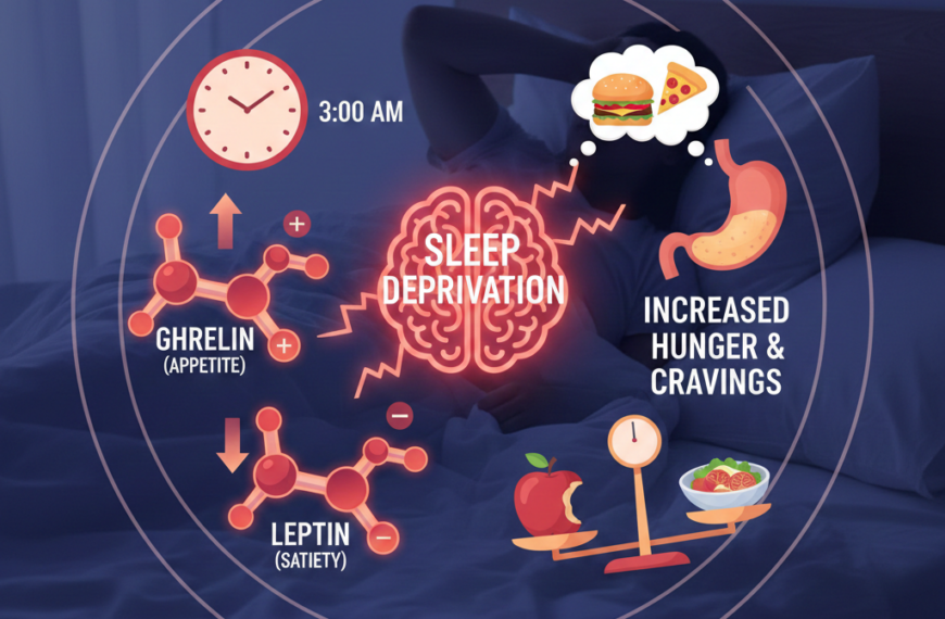 가이드: 잠이 부족하면 식욕 호르몬은 늘고 포만감 호르몬(렙틴)은 줄어드는 호르몬 불균형 설명. 4