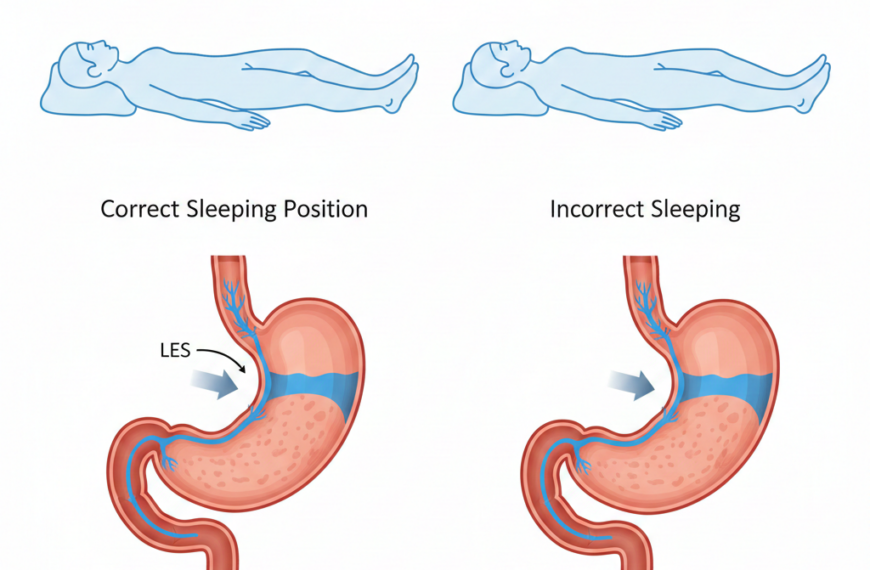 가이드: 위장의 구조상 왼쪽이 아래로 가야 위산이 식도로 역류하지 않는 해부학적 근거 설명. 6